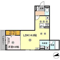 エルバ庚午 1LDKの間取図画像