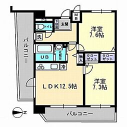 ヴィラフェリーチェ 2LDKの間取図画像