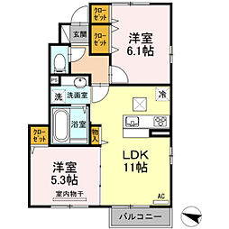 パインコート 2LDKの間取図画像