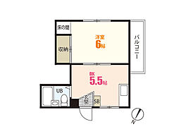 コーポカワモト 1DKの間取図画像