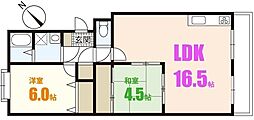 カルチャー岡 2LDKの間取図画像