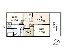 メゾンブランシュA 2LDKの間取図画像