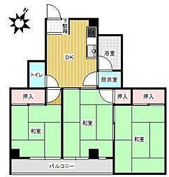 久保田コーポ 3DKの間取図画像