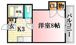 Yビル弐番館 1Kの間取図画像