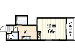 ヴィラ千田 1Kの間取図画像