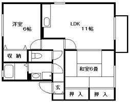 セジュール行友 2LDKの間取図画像