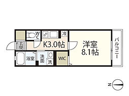 ポルトボヌール上安 1Kの間取図画像