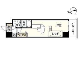 JR山陽本線 広島駅 徒歩26分の賃貸マンション 6階ワンルームの間取り