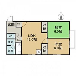 木谷マンション 2LDKの間取図画像