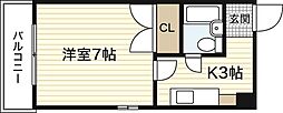 JR山陽本線 横川駅 徒歩9分の賃貸マンション 5階1Kの間取り