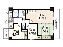 フェリシア西広島駅前 9階3LDKの間取り