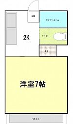 エステート坪井 3階1Kの間取り