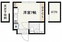 ワンピース 3階ワンルームの間取り