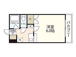 ロアール上天満 8階1Kの間取り