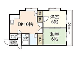 JR山陽本線 西広島駅 徒歩16分の賃貸マンション 4階2DKの間取り