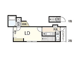 リバーノース大宮 2階1Kの間取り