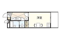 レオパレス南の風 2階1Kの間取り