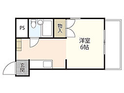 アーバンハイツ千田 2階1Kの間取り