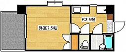 ソレイユ白島 7階1Kの間取り