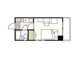 インパクト広瀬町I 4階ワンルームの間取り