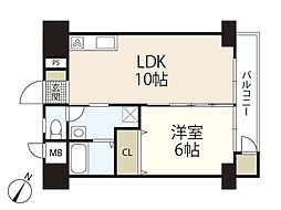 フドウ庚午ハイツ・プレゼンスビル 3階1LDKの間取り