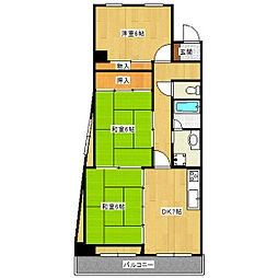 ユーアイビル 5階3DKの間取り