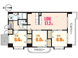 エフハリスト 3階3LDKの間取り