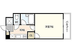 レジャンデールII 1階1Kの間取り