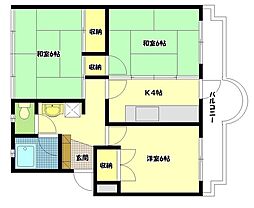 新田マンション 3Kの間取図画像