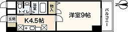 シャトー広島 4階1Kの間取り