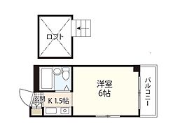 Ｗｈｉｔｅ草津 3階1Kの間取り