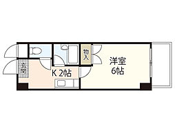 サンパレス横川 8階1Kの間取り