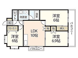 シャルマンヴィル新宮 3LDKの間取図画像