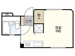 マルサンビル 3階ワンルームの間取り