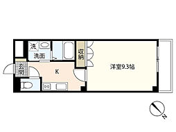 メルヴェーユ南観音 3階1Kの間取り