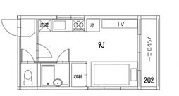 第2ＨＭビルヂング 2階ワンルームの間取り