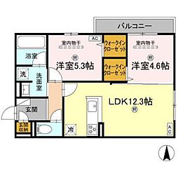 campanella山本 3階2LDKの間取り