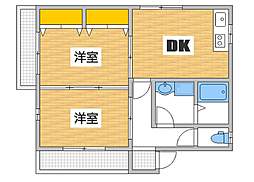 広島電鉄5系統 比治山橋駅 徒歩4分の賃貸マンション 3階2DKの間取り