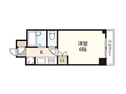 JR山陽本線 横川駅 徒歩12分の賃貸マンション 6階ワンルームの間取り