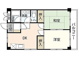 ハイタウン庚午北 2DKの間取図画像