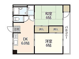 隅田ビル 2DKの間取図画像