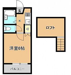 ユーハイム緑井A 1Kの間取図画像