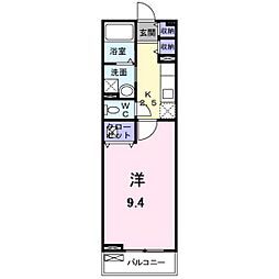 サンセール東野 1Kの間取図画像
