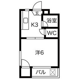 レジェンド光南 1Kの間取図画像