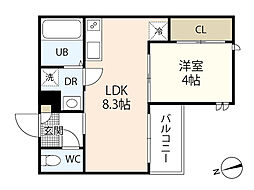 REGALEST 江波山桜 2階1LDKの間取り