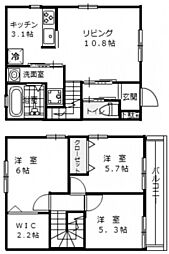 エルメゾン坂原A 3LDKの間取図画像
