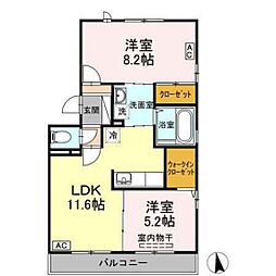 アスカB 2LDKの間取図画像