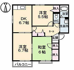 フォーレス・阿品 3DKの間取図画像