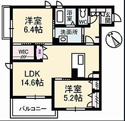 ガーデンズスクエア庚午壱番館 2LDKの間取図画像