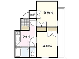 ジョイフル楠木 2DKの間取図画像